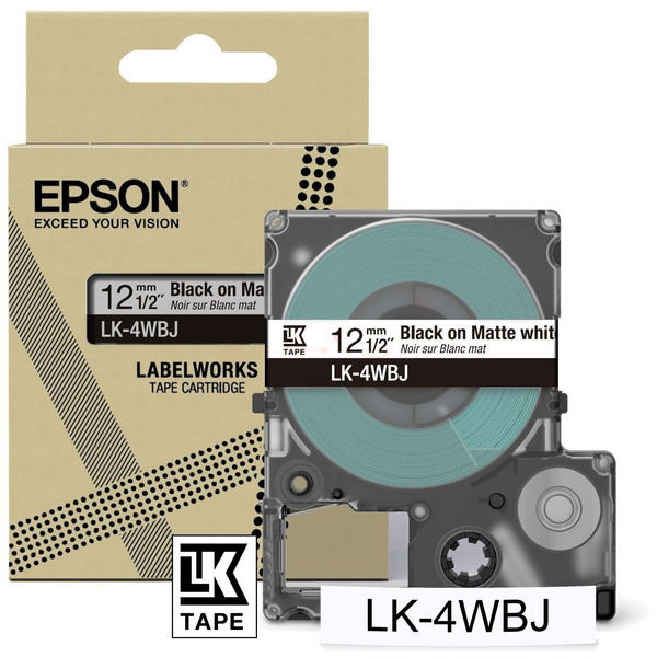 DirectLabel-Etiketten schwarz auf weiss matt TK-Ep-LK-4WBJ-bkO für Epson LabelWorks LW-C 410