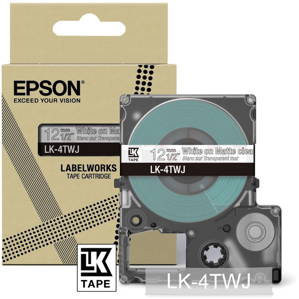 DirectLabel-Etiketten weiss auf Transparent matt TK-Ep-LK-4TWJ-bkO für Epson LabelWorks LW-C 410