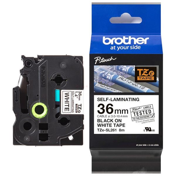DirectLabel schwarz auf weiss selbstlaminierend PT-Br-TZe-SL261-O für Brother P-Touch Cube Pro E 920 BT