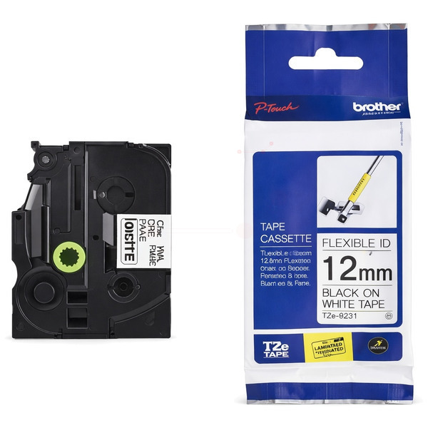 DirectLabel schwarz auf weiss Laminat PT-Br-TZe-FX231-bkwhO für Brother P-Touch D 400 Series