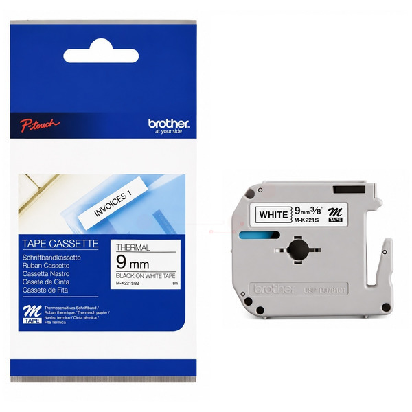 DirectLabel schwarz auf weiss PT-Br-M-K221SBZ-bkwhO für Brother P-Touch 80