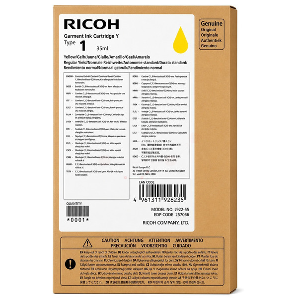 Tintenpatrone gelb TP-Ri-257066-yO für Ricoh RI 100