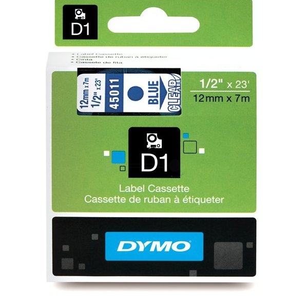 DirectLabel-Etiketten blau auf Transparent  für Dymo Labelmanager 420 P