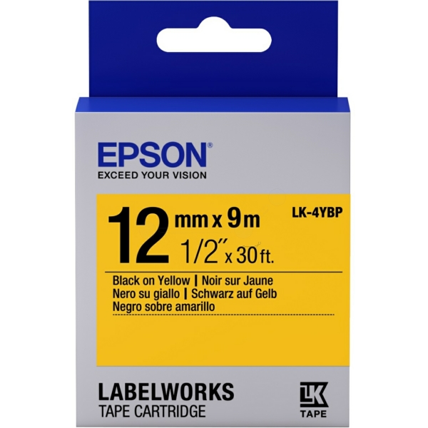 DirectLabel-Etiketten schwarz auf gelb TK-Ep-LK-4YBP-bkO für Epson LabelWorks LW-900 P