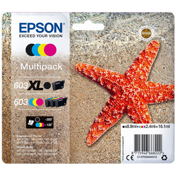 Tintenpatrone MultiPack Bk,C,M,Y TP-Ep-C13T03A94010-bkO für Epson Expression Home XP-3155
